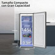 View Congelador vertical independiente CHiQ, 145L de capacidad, congelación rápida, termostato ajustable, silencioso, puerta reversible, negro, image 2