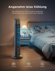 View Midea FZ10-26ARDW Smart Leiser Turmventilator mit Fernbedienung, 19 dB Flüsterleise, DC-Motor, 4 Modi & 12 Stufen, 24h Timer, App-Steuerung für image 5
