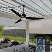 View Deckenventilator mit Beleuchtung und Fernbedienung IP65 Wasserdicht Aussen Ventilator Dimmbar Fan Deckenleuchte Moderne Lampe mit Ventilator Leise image 1