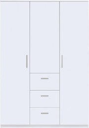 View Habitdesign Armario Ropero 3 Puertas y 3 cajones, 203x117x52 (AltoxAnchoxFondo - en Cm), con Barra Colgadora y Estantes, Color Blanco Brillo image 4