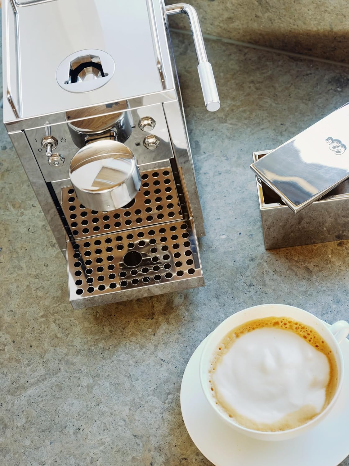 Die Original 2 Kaffeemaschine, Nespresso kompatible Kapselmaschine, Espressomaschine aus Edelstahl, skandinavisches Design, langlebige, reparierbare
