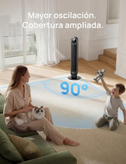 View Dreo 20dB Ventilador de Pie Silencioso, Ventiladores de Torre con Velocidad de 7,6 m/s, 4 Velocidades, Rotación de 90°, Temporizador de 8 Horas, image 6