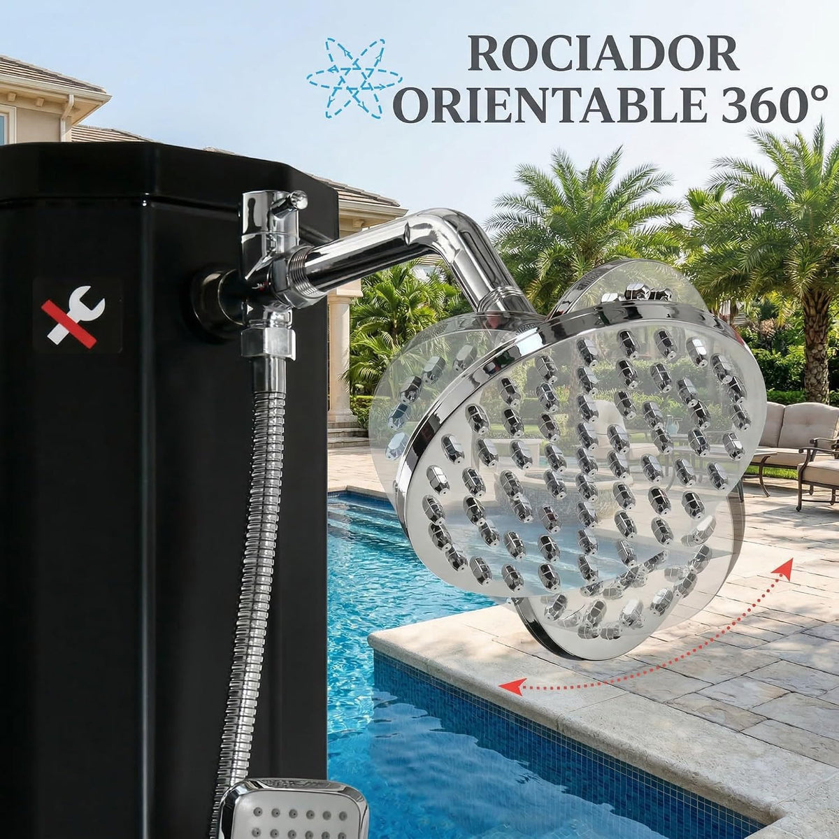 Outsunny Ducha Solar de Exterior 35 L con 2 Cabezales de Ducha y Grifo para Agua Caliente 0-55°C Ducha de Jardín para Piscina Playa Patio