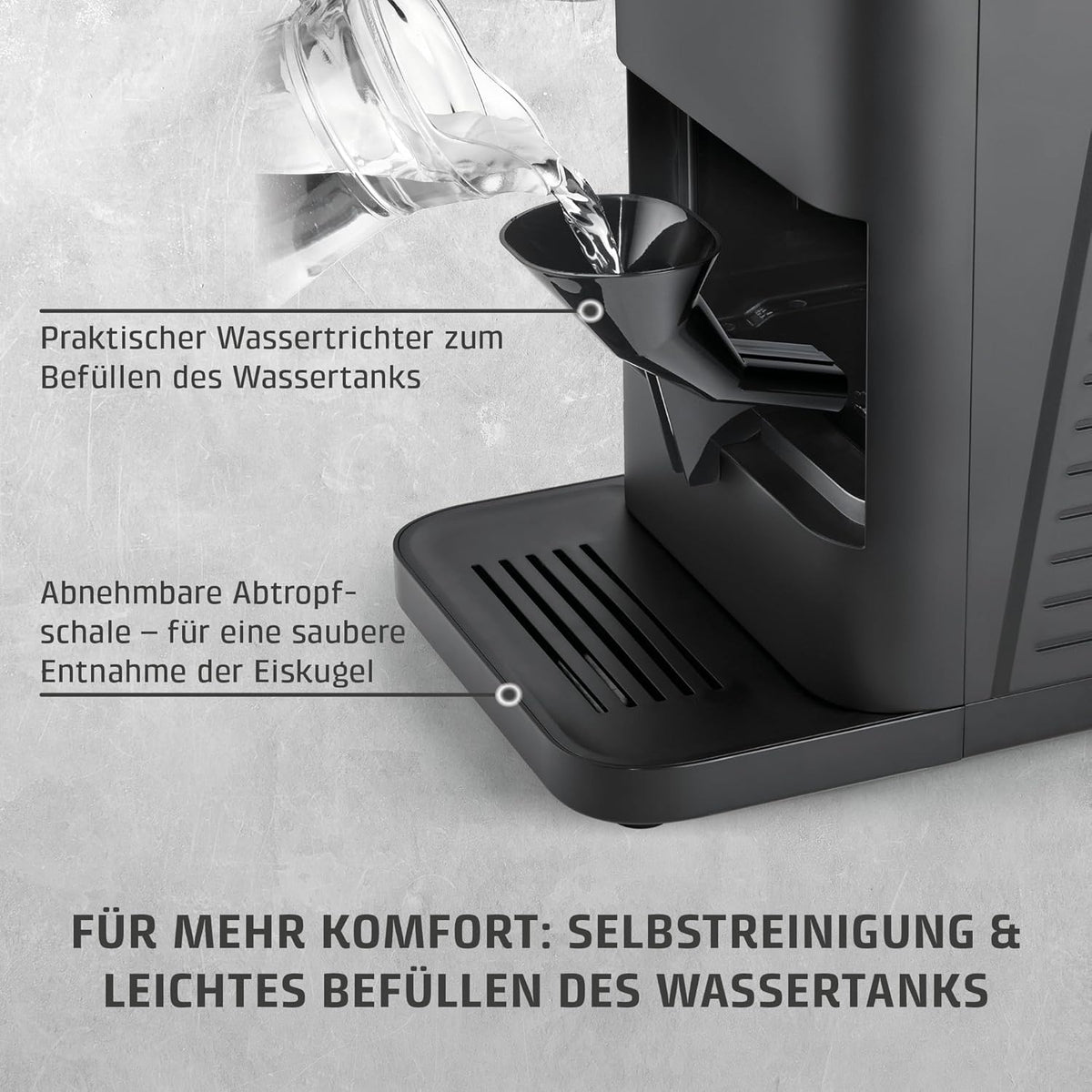 CASO IceBall Pro Eiskugelbereiter mit Kompressor - Kristallklare Eiskugeln 50-55 mm, 2 Kugeln/Stunde, 1,3 l Wassertank, Selbstreinigung, LED-Anzeige,