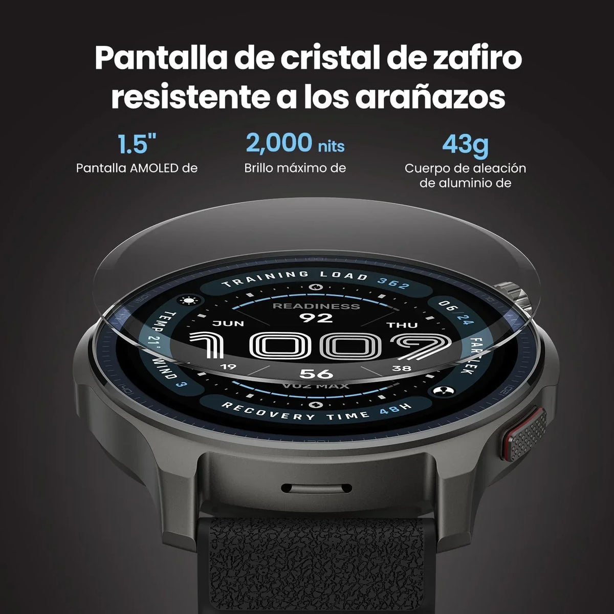 Amazfit Balance 2 Reloj Inteligente Hombre 47mm, Pantalla AMOLED 1,5" Cristal de Zafiro, smartwatch con NFC, GPS, batería de 21 días, 170+ Modos