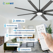 View Airwit 183cm Deckenventilator mit Beleuchtung Extra Groß, Verbundholz Outdoor Leise Deckenventilator mit Licht und Fernbedienung, Lampe mit Ventilator image 2