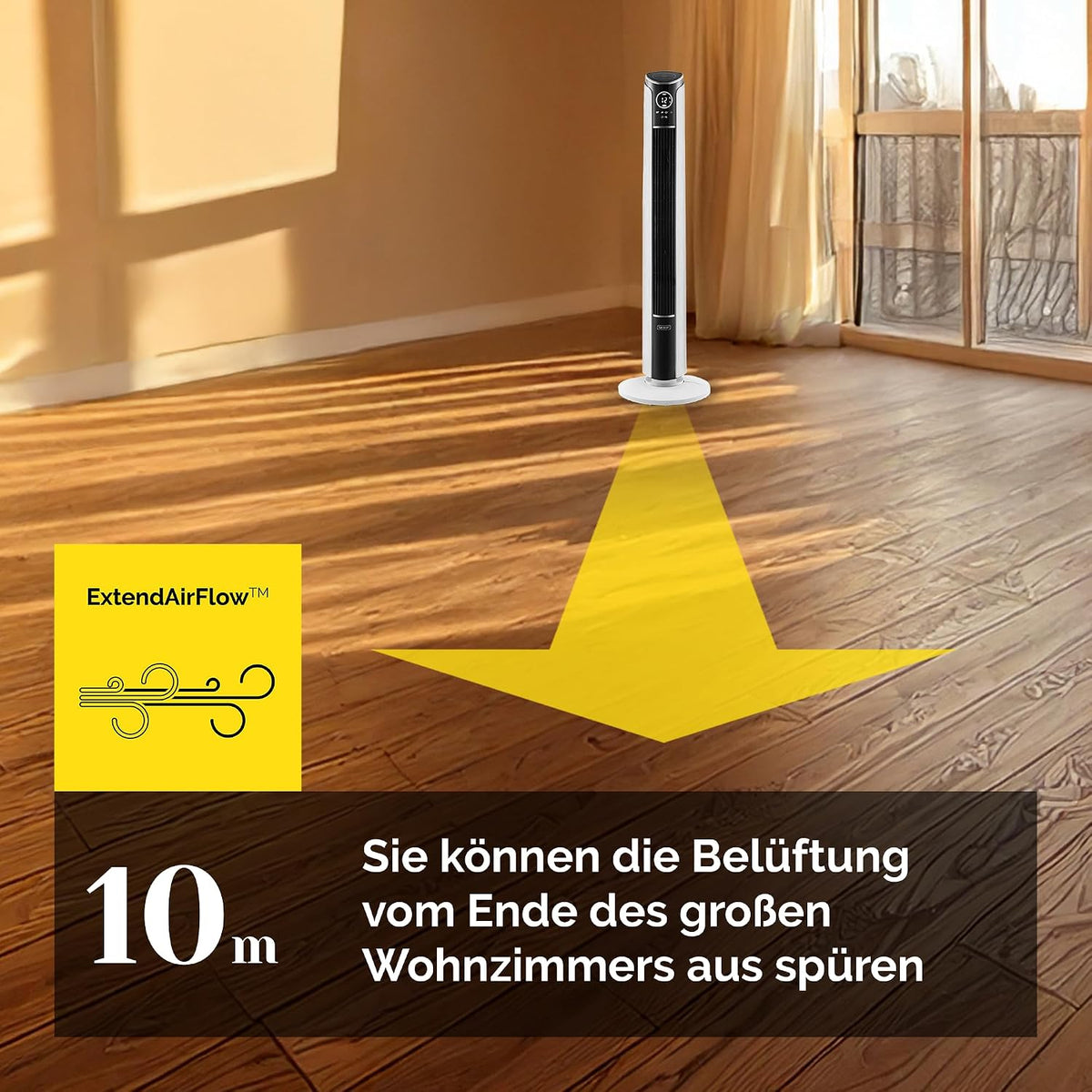 Yoer 29dB Leiser Turmventilator, Ionisator, 10 m Reichweite, Neigungswinkeleinstellung, 12 Geschwindigstufen, 4 Modi, 12 Std. Timer, 90° Oszillation,
