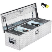 View 48 Inch Diamond Plate Truck Bed Tool Box with Shelf Silver image 1