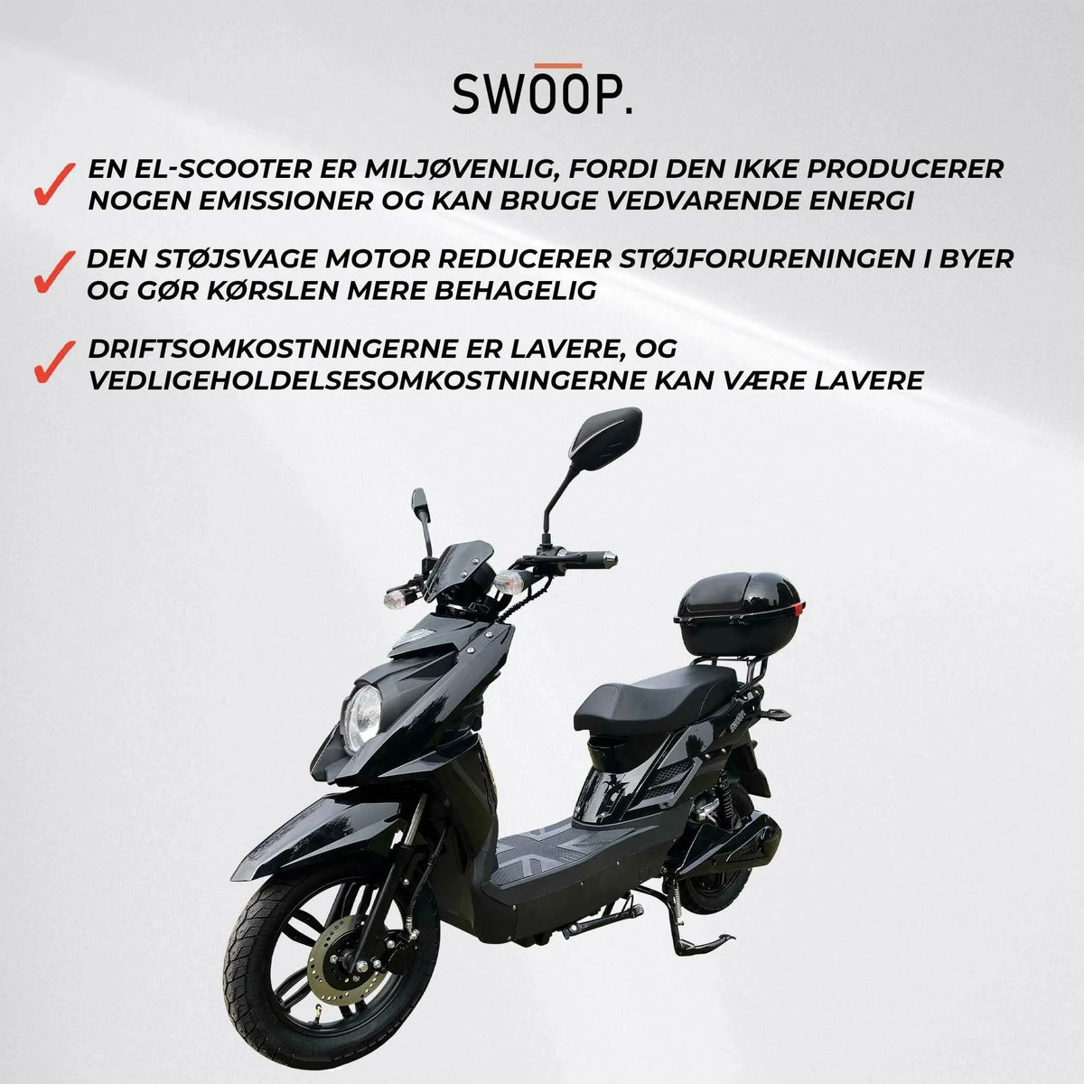Swoop Elegante E-Scooter Elektroroller Schwarz 1000W