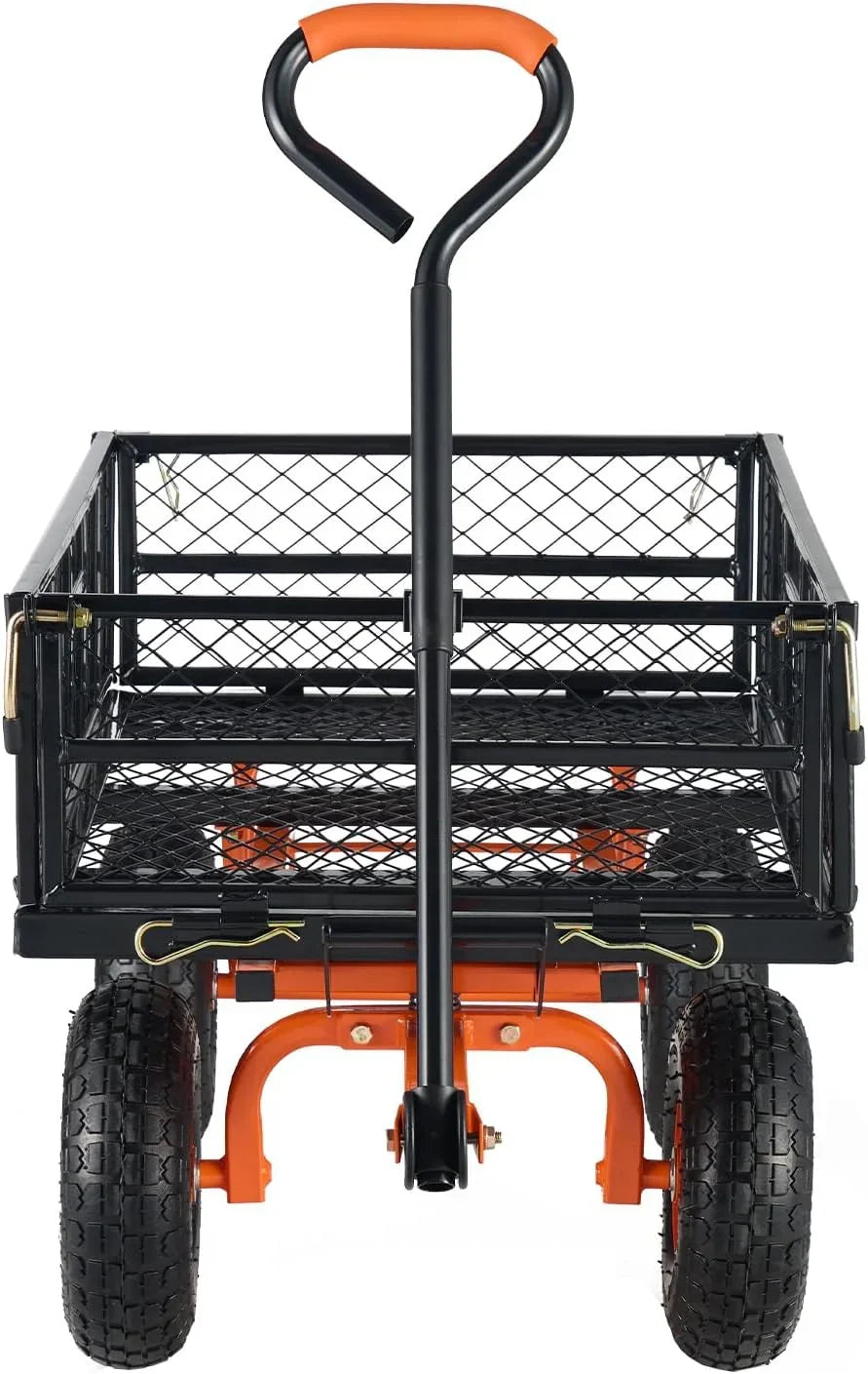 Garden Dump Cart, Heavy Duty Garden Wagon Yard Dump Wagon with Removable Sides, Convert to Flatbed, Utility Liner, 10in All Terrain Wheels