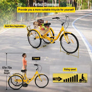 View 2025 Triciclo para adultos de 26 pulgadas, 7 velocidades, triciclo con canasta para paseos y compras image 4