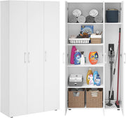 View Bellamio Apol Mehrzweckschrank Weiß – Besenschrank 90 cm breit mit Stauraum – Putzschrank mit Staubsaugerfach – Vorratsschrank Küche - Aktenschrank image 1
