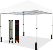 View 10x10 Pop Up Canopy - Beach Tent with One Push Setup - Easy Outdoor Sun Shade for Events, Parties, Camping - Gazebo with STO-N-Go Cover Bag, Silver image 1