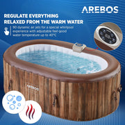 View Arebos Whirlpool | Aufblasbar | In- & Outdoor | 190x120 cm oval | 2 Personen | 90 Massagedüsen | mit Heizung | 550 Liter | Inkl. Abdeckung | Bubble image 2