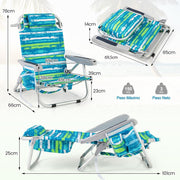 View COSTWAY Silla Plegable de Playa, Tumbona con 5 Posiciones, Portavasos, Bolsillos de Almacenamiento, Correas de Hombro, Soporte para Toallas, Almohada, image 3