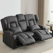 View 2er Relaxsessel mit Liegefunktion Fußteil, Zweisitzer Fernsehsessel 2 Sitzer TV Sessel mit Konsole, Manuell Verstellbar Doppel Kinosessel bis 360 kg ( image 2