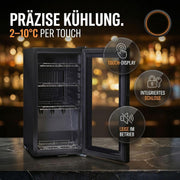 View Sommertal Getränkekühlschrank 50L – Mini Kühlschrank schwarz mit Glastür, Touchscreen & LED | Kleiner Flaschenkühlschrank abschließbar & leise für image 2