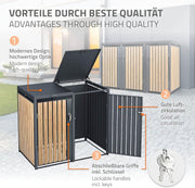 View ML-Design Mülltonnenbox 3er 3 Tonnen 240L 200x80x116,3cm Anthrazit-Holzoptik, Stahl wetterfest/abschließbar Mülltonnenverkleidung Klappdeckel/3 Türen, image 3