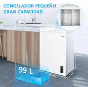 View MIDEA Arcon Congelador Pequeño Horizontal de 99L, Motor Inverter, Control Electrónico de Temperatura, Tecnologia D-TYPE Tube, Cestas con Asa, Easy image 2