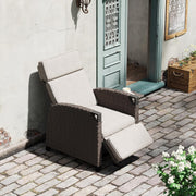 View Amopatio Relaxliege Liegesessel, Rattan Sonnenliege mit Verstellbar Rückenlehne und Klapptisch, Outdoor Gartensessel wetterfestes, für Terrasse, image 4