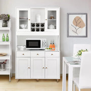 View VOWNER Armario Aparador Cocina/Buffet, 100L x 38W x 181H cm, Mueble Auxiliar de Almacenaje, 5 Puertas y 5 Baldas Ajustables, Blanco image 2