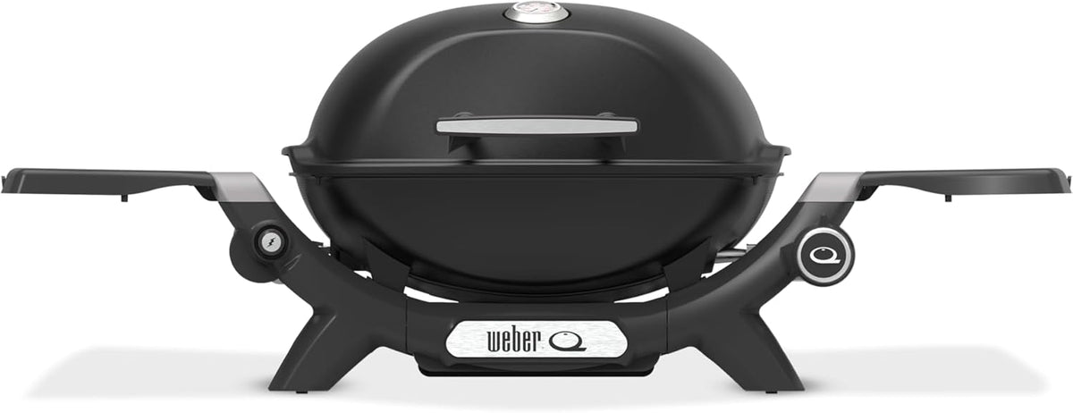 Weber Q 1200N Gasgrill mit Seitentischen/leichter Grill für Camping, Terrassen & Balkone mit Hochleistungsbrenner, porzellanemaillierten Gussrosten &