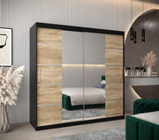 View ABIKSMEBLE Verona 4 200 Bedroom Wardrobe with Three Sliding Doors – Modern Storage Cabinet with Mirror, Coat Rack and Shelves – 200 x 200 x 62 cm – image 2