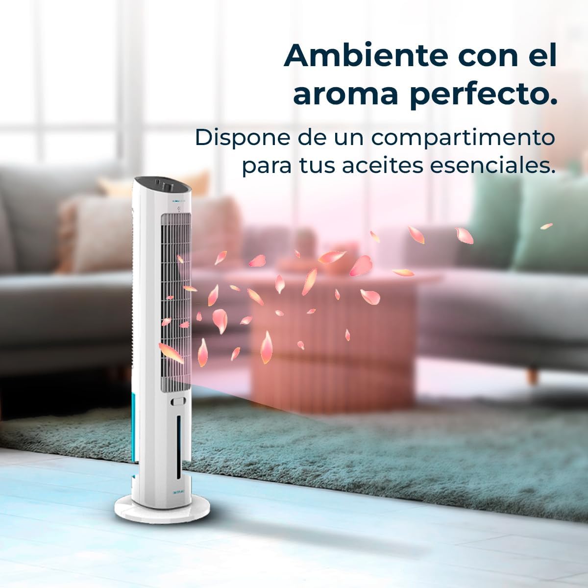 Cecotec Climatizador Evaporativo EnergySilence 2000 SkyCool. 60W, Depósito de 3L, Compatible con Aceites esenciales, 3 Velocidades, Oscilación de 50o,