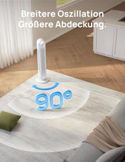 View Dreo Smart 20dB Leiser Turmventilator, 10 m Wurfweite 4 Geschwindigstufen 4 Modi 8 Std. Timer 90° oszillierende Ventilator mit Kühlung WLAN & image 6