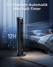 View Ateroll Leiser Turmventilator für Schlafzimmer, Standventilator mit Fernbedienung, 90° oszillierend, 4 Geschwindigkeiten 3 Modi 12H Timer LED-Anzeige, image 4