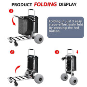 View Foldable Beach Cart with Adjustable Handle and 12" Balloon Wheels, Heavy Duty Aluminum 220LBS Capacity image 3