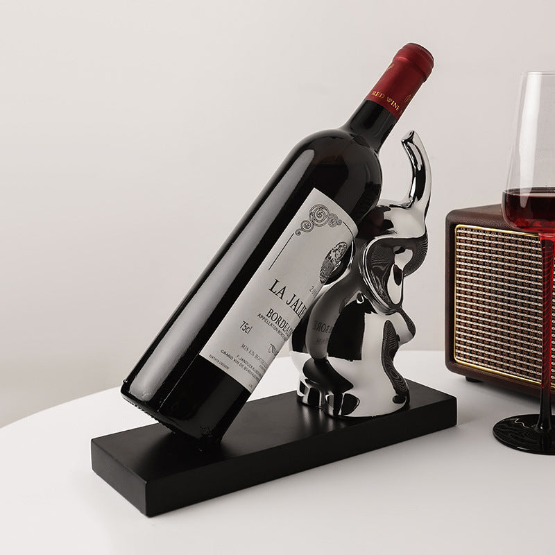 Elephant Resin Wine Bottle Holder Decorative Tabletop Wine Rack for Home Bar