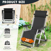 View MOPHOTO Silla de Gravedad Cero, Silla reclinable Plegable de 200 kg con Almohadilla y Bolsillo Lateral, Siesta, Sala de Estar, balcón, jardín, Patio( image 3