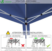 View VOUNOT Carpa Plegable Gazebo 3x3m con 4 Paredes y 4 Bolsas de Arena, Cenador Pabellón de Jardín para Camping, Fiestas, Exterior, Color Azul image 3
