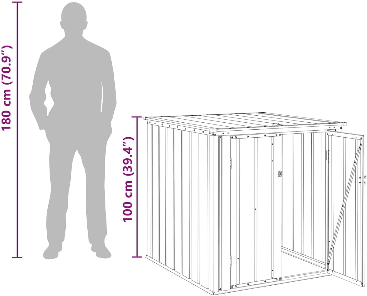 vidaXL Gartenlagerbox Schwarz 101,5 x 107 x 100 cm Stahl, Stylischer, rechteckiger Tisch für jeden Essbereich, pflegeleicht, Elegantes Design,
