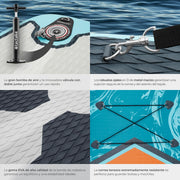 View tectake Tabla de Paddle Surf Hinchable, Incluye Remo 2 en 1, Asiento de Kayak, Bomba de Aire, Mochila de Transporte, Stand Up Paddle, Accesorios image 5