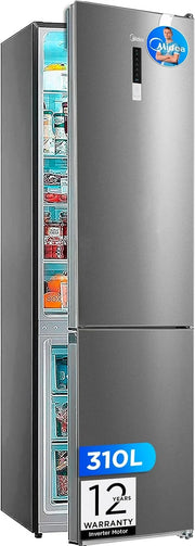 View Midea Frigorífico Combi No Frost | 60 cm ancho x 188 alto cm | Inox | Nevera libre instalación 224 L + 86 L Congelador - Refrigerador de bajo consumo image 1