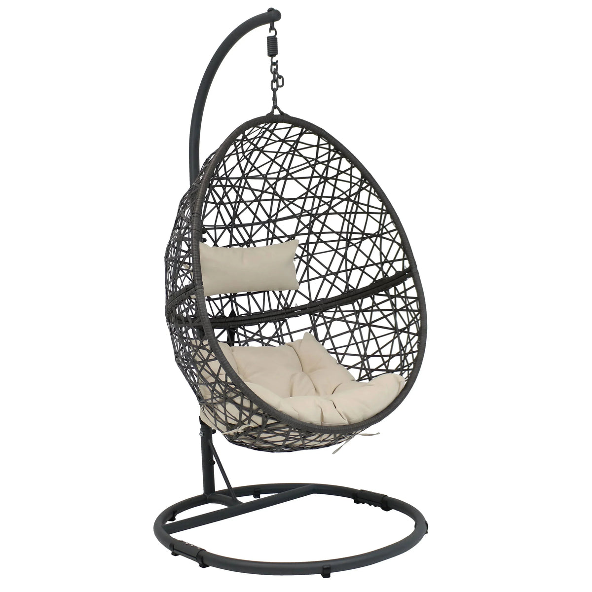 2025 Silla Colgante Sunnydaze Caroline en Forma de Huevo con Estructura de Acero y Cojín