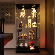 View Vitrina Cristal Expositora con Luz, Puerta Cerradura, 4 estantes - Grande Vitrina de Colecciones,Vitrina de pie para Sala Oficina(Espalda Espejo) image 4