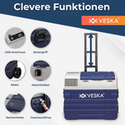 View Kompressor Kühlbox elektrisch, Gefriertruhe mit APP-Steuerung, USB-Anschluss, 12/24V, 230V, Räder, transportabler Kühlschrank, Kühltruhe, Gefrierbox image 5