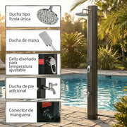 View Outsunny Ducha Solar de Exterior 35 L con 2 Cabezales de Ducha y Grifo para Agua Caliente 0-55°C Ducha de Jardín para Piscina Playa Patio image 4