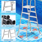 View 4 Stufige Poolleiter Edelstahl, Pooltreppe für Aufstellpool, Poolleiter 132 cm Poolhöhe, Pool Treppe, Poolstufen für Aufstellpools, Schwimmbadleiter image 5