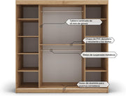 View ABIKSMEBLE Verona 4 200 Bedroom Wardrobe with Three Sliding Doors – Modern Storage Cabinet with Mirror, Coat Rack and Shelves – 200 x 200 x 62 cm – image 6