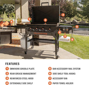 View Iron-Forged 36" Omnivore Griddle – Premium Powder-Coated Steel with Reinforced Hood, Black Finish image 4