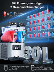 View FOHERE Kommerzielle Slush Maschine, 30L Tanks Slush Eis Maschine,Unabhängige Tank Kontrolle, Slushie Maschine für Restaurants Café Bars Party image 2