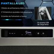View Outsunny Nevera Compresor Portátil 60L Nevera Portátil Eléctrica para Coche Congelador CC 12V/24V hasta -20°C con Pantalla LED Táctil Asa Retráctil image 4