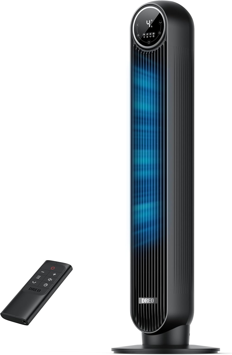 Dreo 20dB Ventilador de Pie Silencioso, Ventiladores de Torre con Velocidad de 7,6 m/s, 4 Velocidades, Rotación de 90°, Temporizador de 8 Horas,