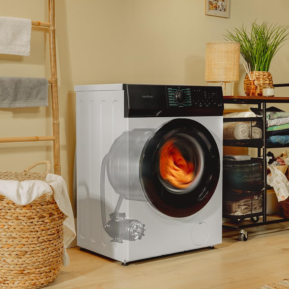 Cecotec Lavadora 8Kg de Carga Frontal Bolero DressCode 8300 Inverter A. 1950W, Revoluciones Programables hasta 1400 rpm, 15 Programas, Bajo Consumo,