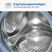 View Bomann Waschmaschine 8kg | max. 1400 U/min | 10 Jahre Motor-Garantie | robuster, leiser & langlebiger Invertermotor | 15 Waschprogramme | LED-Display image 2