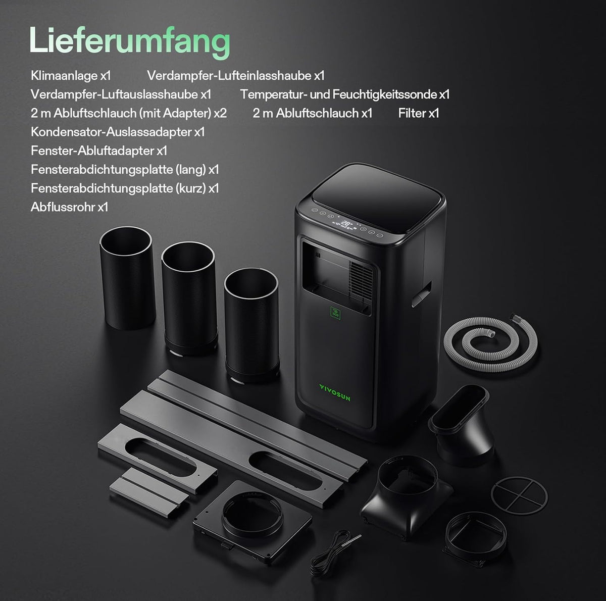 VIVOSUN Smart Klimaanlage, 7000 BTU, 4-in-1 Funktion mit Temperatur- & Feuchtigkeitssensor, Intelligente Fernbedienung, Ideal für Growzelte und